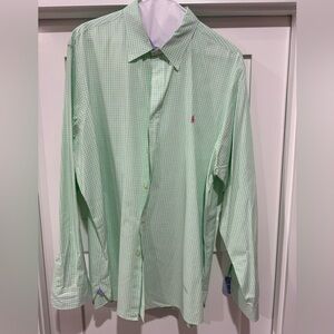 Ralph Lauren Gingham check,  100% Cotton Stretch, Button Down.  Size XXL.